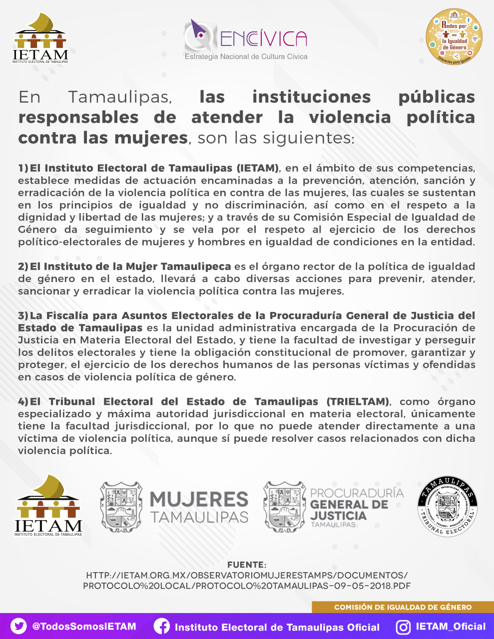 Violencia Política Contra las Mujeres en Razón de Género (VPCMRG) || IETAM